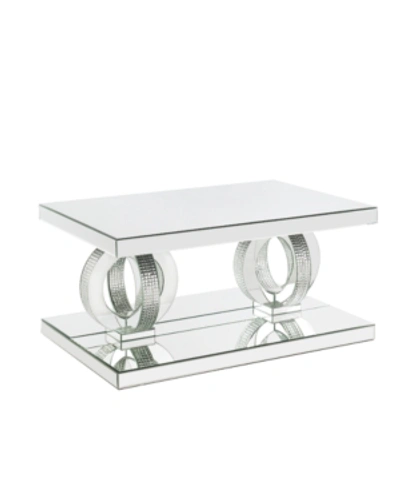 Acme Furniture Ornat Coffee Table In Mirrored And Faux Diamonds