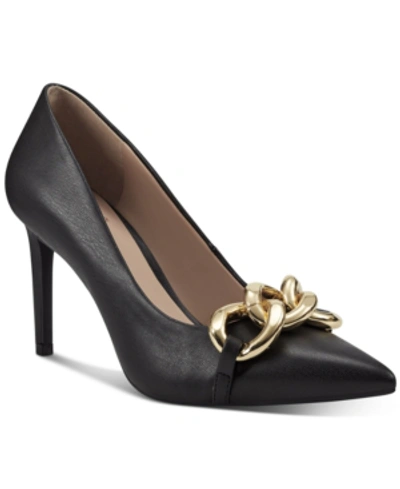 Inc International Concepts Women's Olida Chain Dress Pumps, Created For Macy's Women's Shoes In Black Smooth
