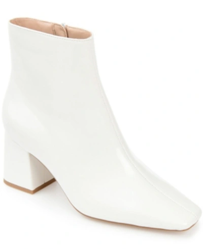 Journee Collection Haylinn Womens Zipper Square Toe Booties In White Patent