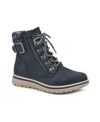 Cliffs By White Mountain Hearty Knit Collar Lace-up Boot In Navy, Fabric, Sweater