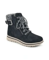 Cliffs By White Mountain Hearty Knit Collar Lace-up Boot In Black, Fabric, Sweater
