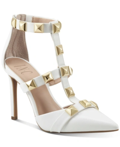 Inc International Concepts Syndia Studded Dress Sandals, Created For Macy's Women's Shoes In White Smooth