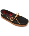 Minnetonka Men's Double Bottom Fleece Moccasin Slippers In Black