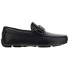 FERRAGAMO MEN'S LEATHER LOAFERS MOCCASINS   DRIVER ORNAMENTO SF,741584NERO 38.5