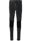 Philipp Plein Leather-inset High-waist Skinny Jeans In Schwarz