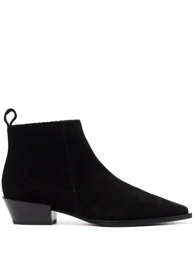 Aeyde "bea" Ankle Boots In Black Suede Leather