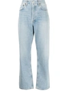 Agolde + Net Sustain '90s Cropped Organic High-rise Straight-leg Jeans In Blau