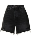 Agolde Distressed-effect Whiskering Denim Shorts In Grau