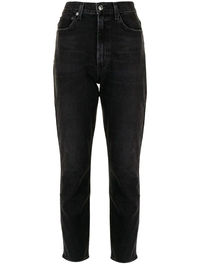 Agolde Riley High-rise Straight-leg Stretch Organic-cotton-blend Denim Jeans In Black