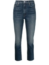 Mother Hustler Flood Fray Jeans In Beer Me In Blau