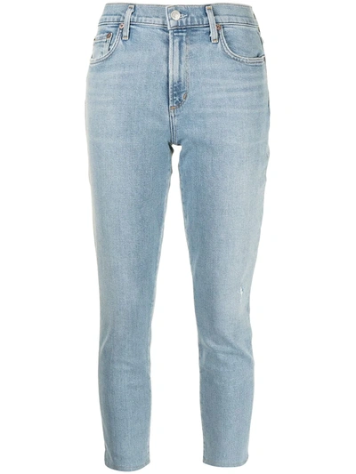 Agolde Distressed-effect Skinny-fit Jeans In Blue