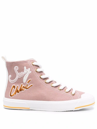 See By Chloé Embroidered-logo High-top Trainers In Pink