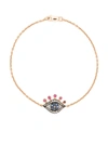 Monan 18kt Rose Gold Evil Eye Diamond, Sapphire And Ruby Bracelet In Rosa