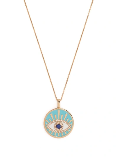 Monan Evil Eye 18k玫瑰金钻石珐琅项链 In Rosa