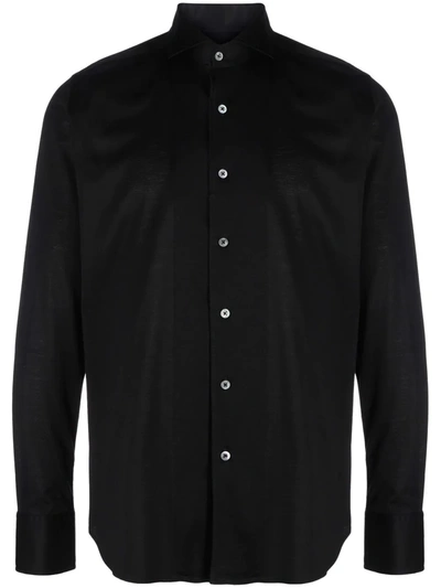 Canali Classic Cotton Shirt In Black