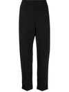 P.a.r.o.s.h Black Cropped Elasticated Pants In Schwarz