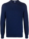 Fedeli Navy Blue Stretch Wool Blend Sweater In Blue
