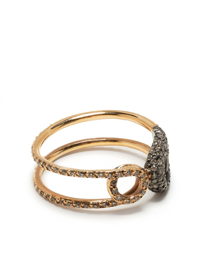 Ileana Makri 18kt Rose Gold Diamond Safety Pin Ring In Pink Gold