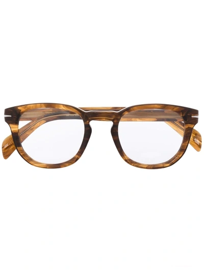 Eyewear By David Beckham Tortoiseshell-effect Round-frame Glasses In Braun
