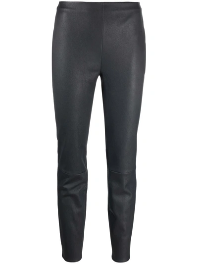 Lorena Antoniazzi High-waisted Leather Leggings In Grau