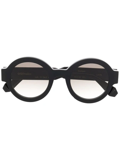 Gigi Studios Laura Rounded Sunglasses In Schwarz