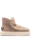 Mou Crochet Stitch-trim Sneaker Boots In Brown