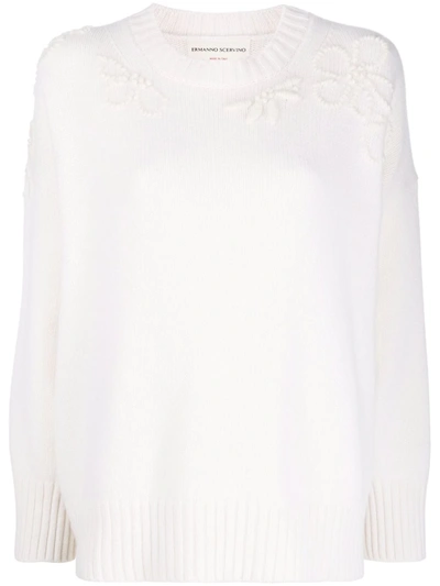 Ermanno Scervino Long-sleeve Knitted Jumper In Weiss