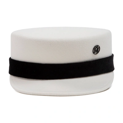 Maison Michel Abby Velvet-bow Boy Cap Hat In White