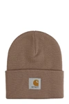 Carhartt Mens Earthy Pink Acrylic Watch Brand-patch Knitted Beanie Hat