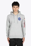 Alpha Industries Mens Grey Space Shuttle Graphic-print Cotton-blend Jersey Hoody L In Grigio