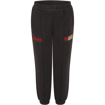 Gucci Kids' Logo-embroidered Striped Cotton-jersey Jogging Bottoms 8-12 Years In Grey