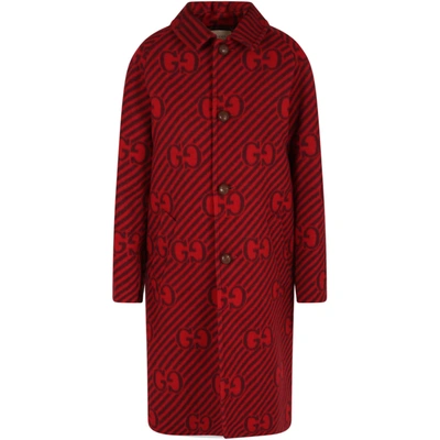 Gucci Red Coat For Kids With Doubles Gg