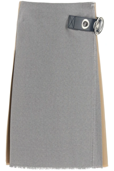 Marni Wallet Midi Skirt In Grey,beige