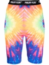 Philipp Plein Tie Dye-print Cycling Shorts In Blau