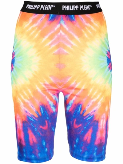 Philipp Plein Tie Dye-print Cycling Shorts In Blau