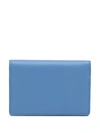 Smythson Panama Snap-closure Leather Card Case In Blau