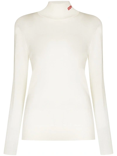 032c Logo-embroidered Roll-neck Jumper In Natural White