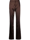 Alexander Mcqueen Glossy Finish Straight-legged Trousers In Braun