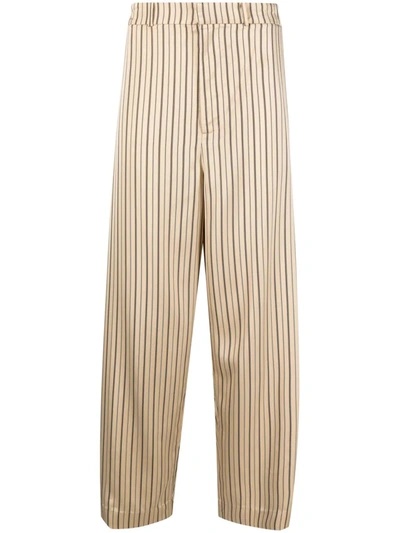 A Better Mistake Lazy Ravers Striped-print Straight Trousers In Nude