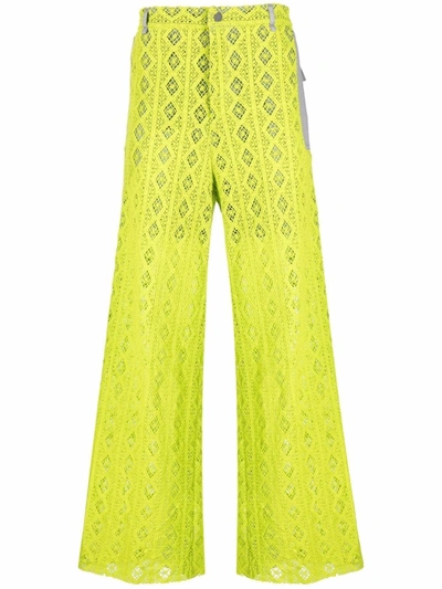 A Better Mistake Wide-leg Lace Trousers In 30 Green