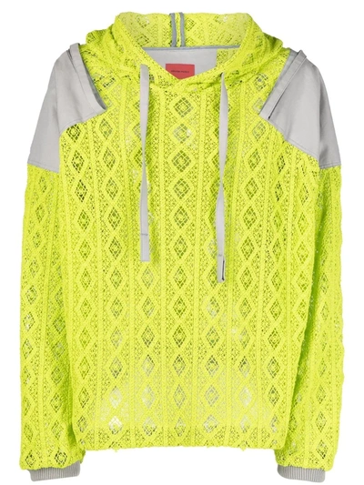 A Better Mistake Lace-panelling Cotton Hoodie In Grün