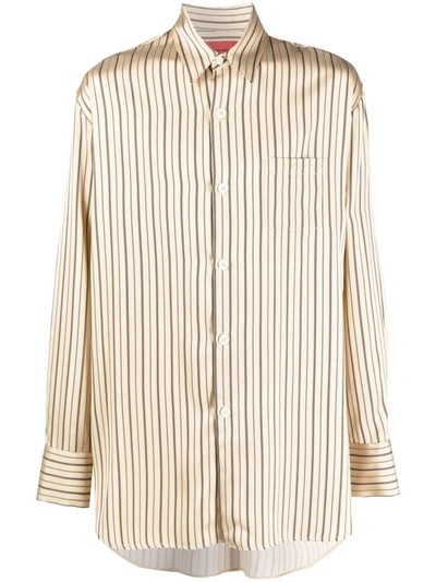 A Better Mistake Lazy Ravers Stripe-print Shirt In Gold