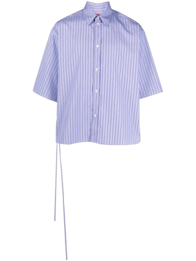 A Better Mistake Vertical-stripe Half-sleeve Shirt In Blau