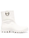Msgm Round Toe Ankle Boots In Weiss