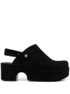 Xocoi Slingback Platform Velvet Mules In Black