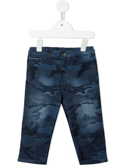 Dolce & Gabbana Babies' Camouflage Print Jeans In Blue