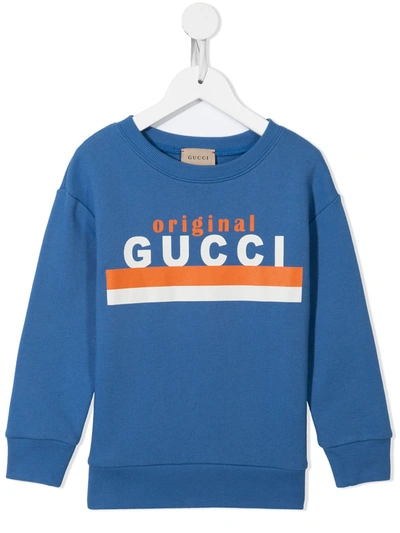 Gucci Kids' Original Logo-print Sweatshirt In Blue
