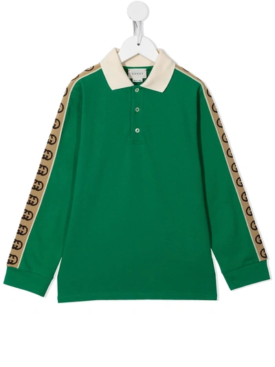Gucci Kids' Logo Polo Shirt In Green
