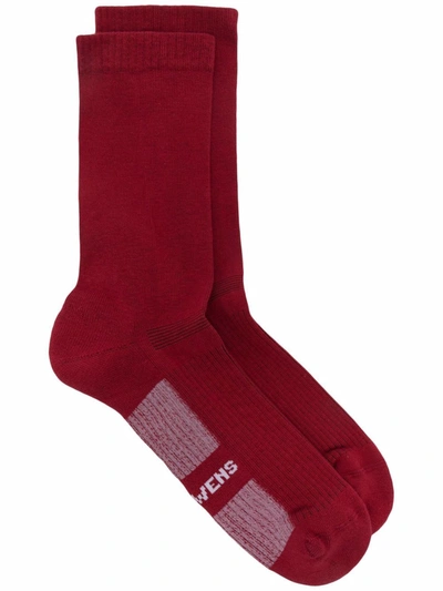 Rick Owens Logo-print Socks In Red