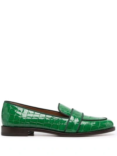 Aquazzura Martin Croc-effect Leather Loafers In Green